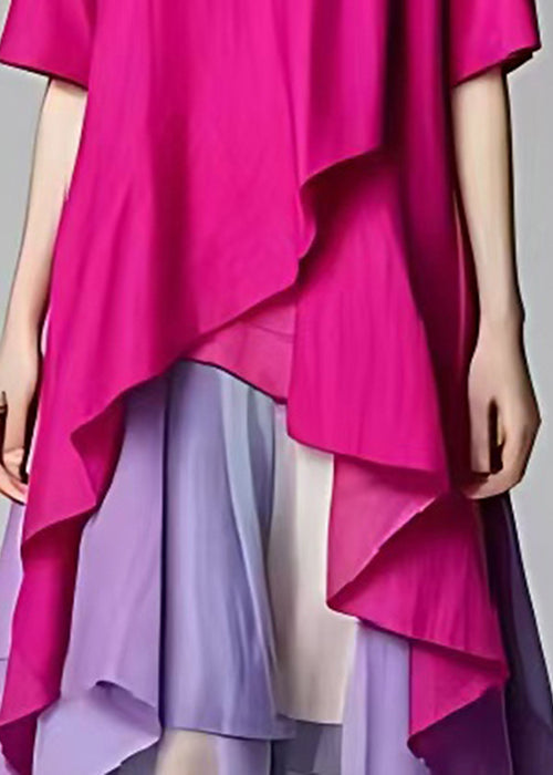 V-Neck Short Sleeve Tiered Tulle Handkerchief Hem Maxi Dress - View 4
