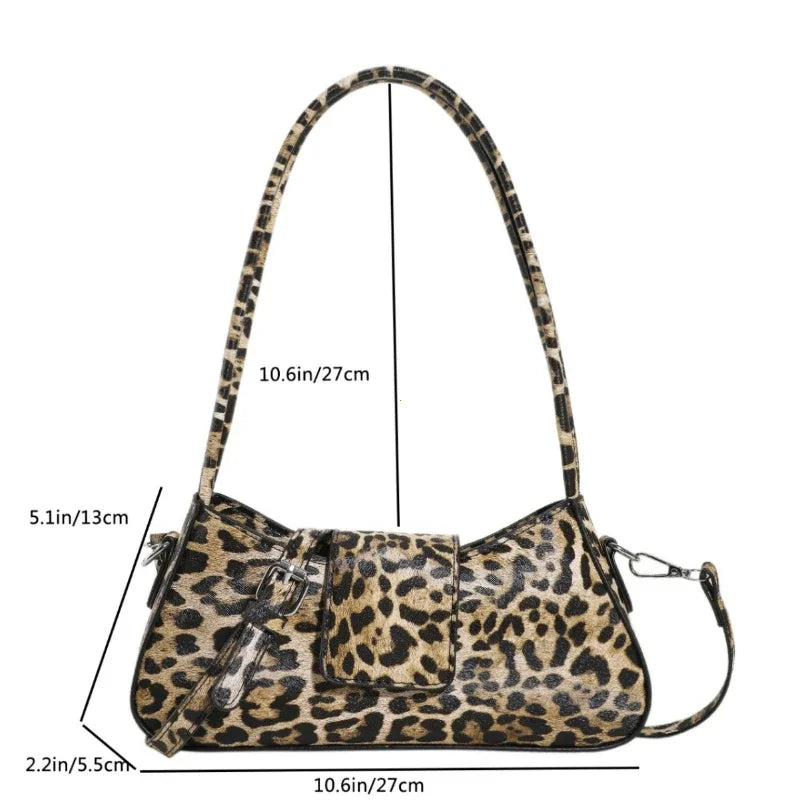 Brown Leopard PU Leather Crossbody Shoulder Bag
