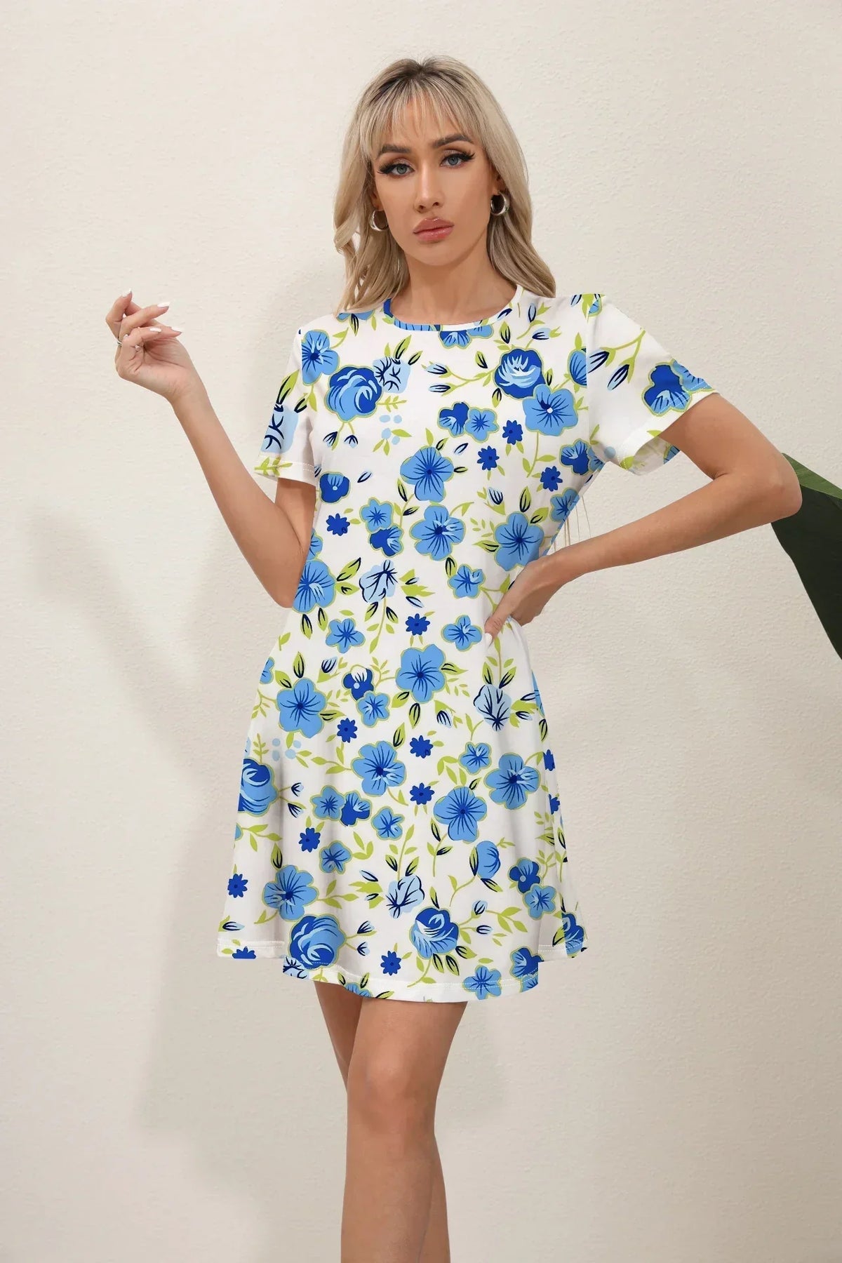 Summer Fresh Sweet Solid Lace VNeck Waist Panel Midi Dresses - View 4