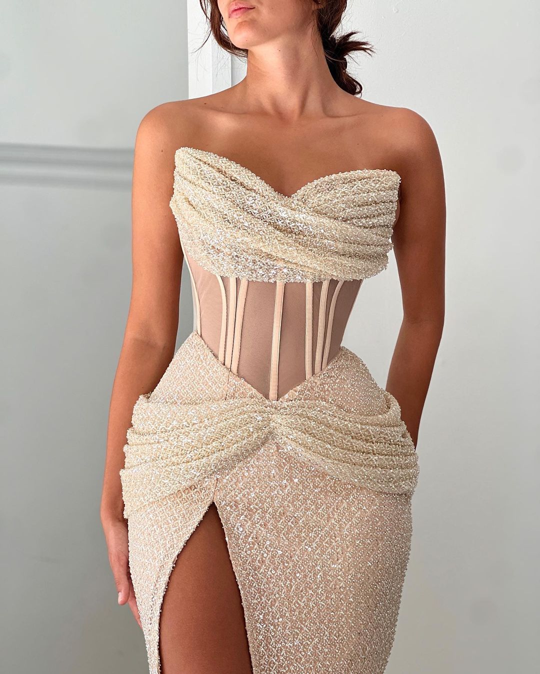 Elegant & Luxurious Off-Shoulder Sleeveless Sequined Sheath Evening Party Prom Dress