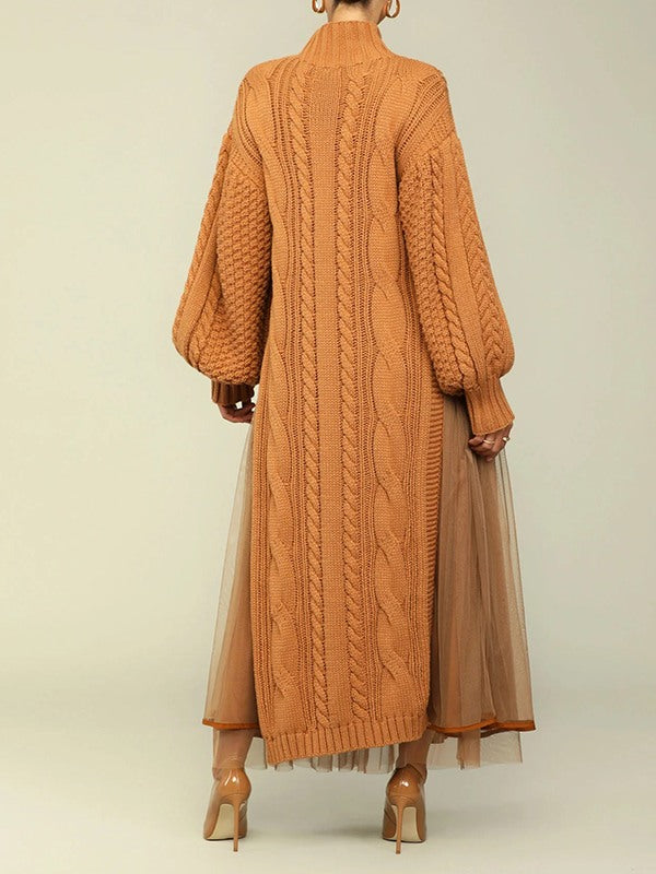 Knit Dress with Mesh Skirt  Fashionpara