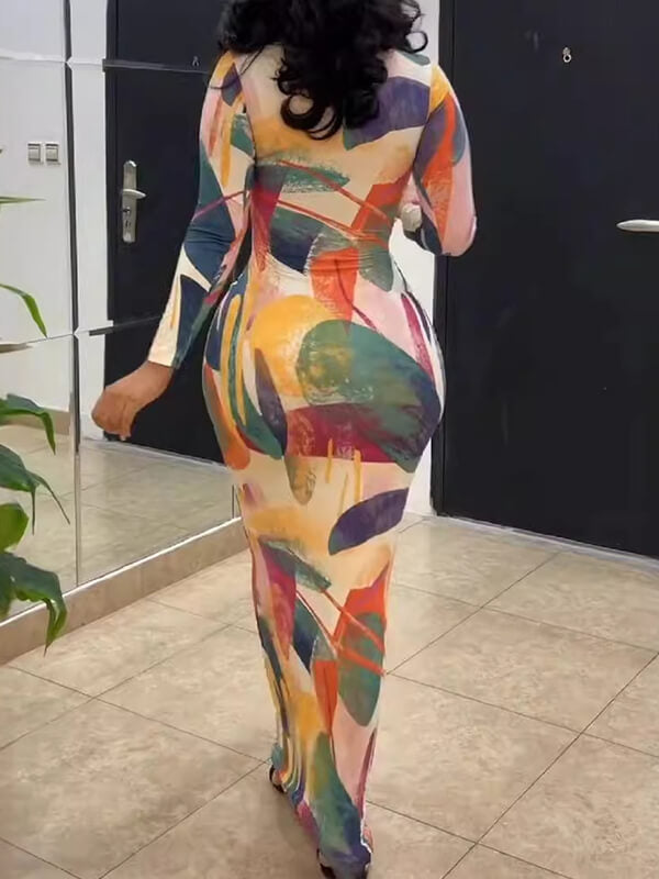 Printed Cutout Maxi Dress  Fashionpara