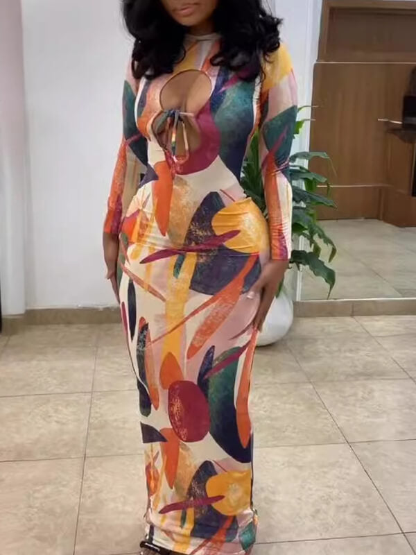 Printed Cutout Maxi Dress  Fashionpara