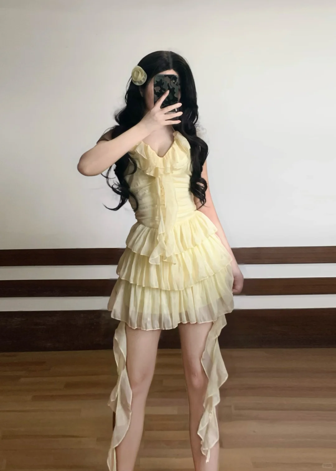 Cute Yellow Halter Chiffon Holiday Dress Mini Party Dress S318