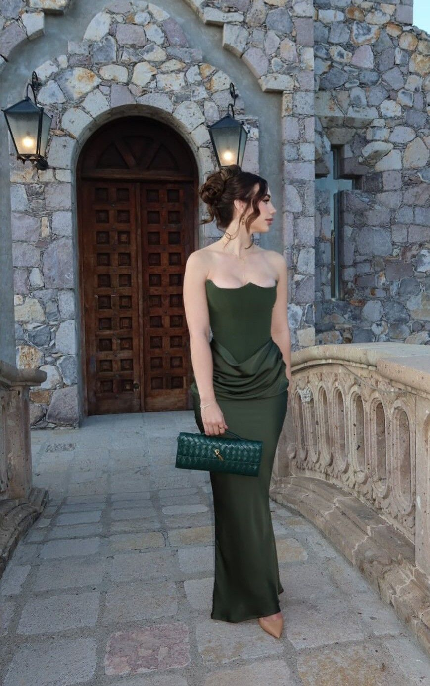 Vintage Olive Green Strapless Mermaid Long Wedding Guest Dress Formal Birthday Party Dress D1600