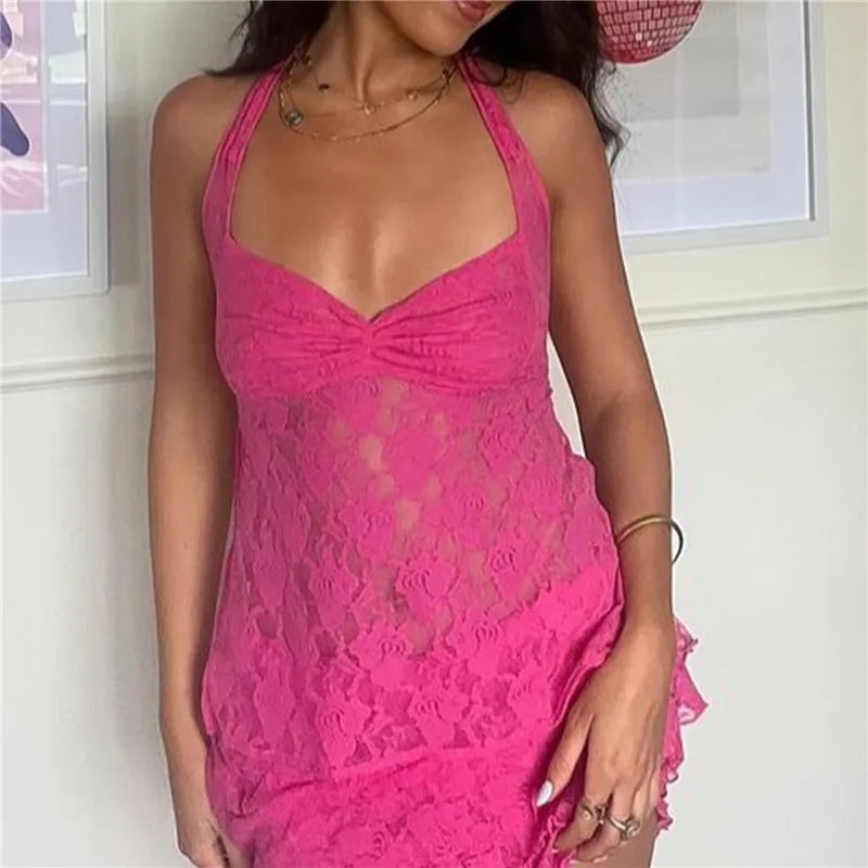 Sheer Halter Bandage Crop Top