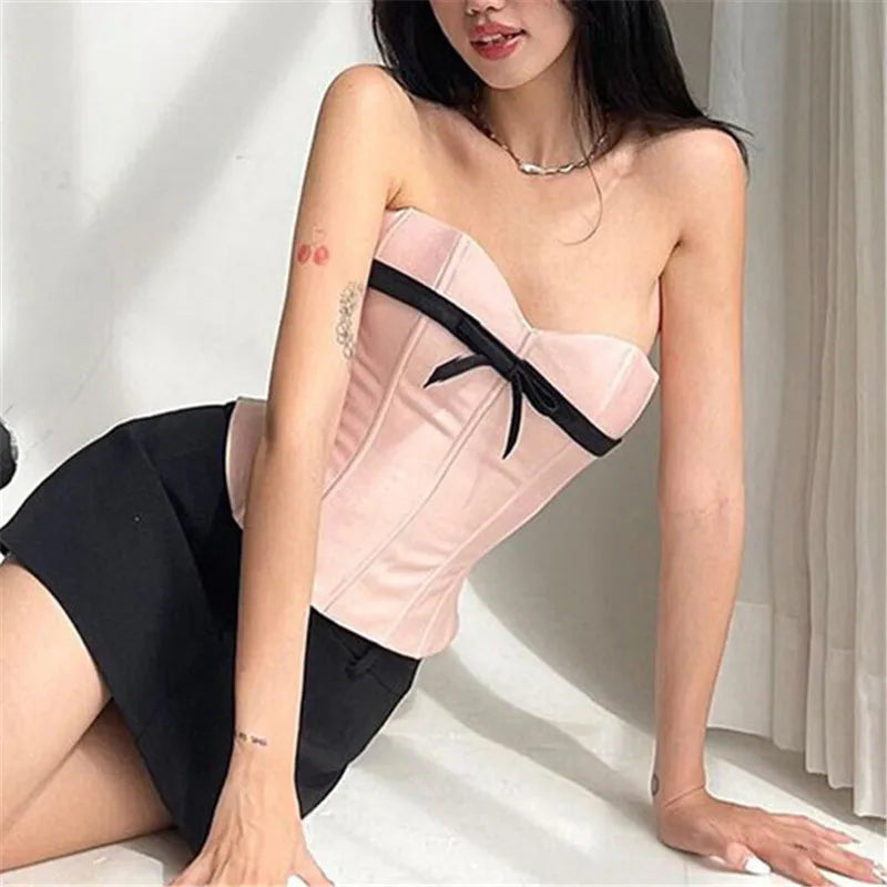 Pink Bow Sheath Crop Top