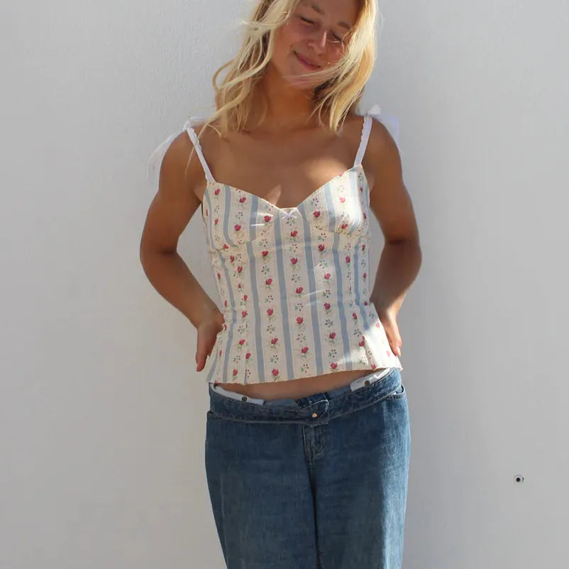 Floral Lace Ruffle Crop Top