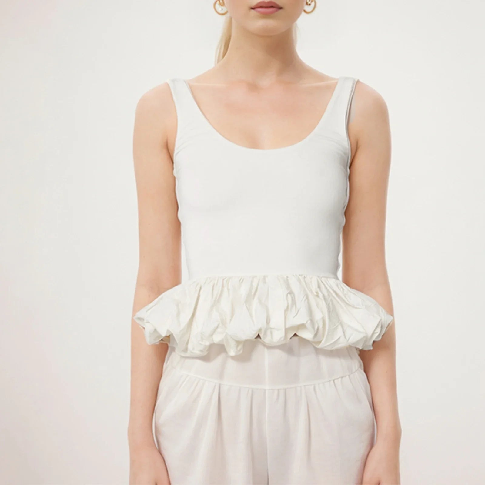 Ruffle Bubble Hem Crop Top