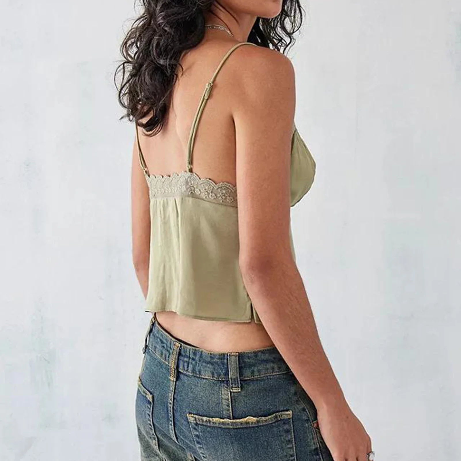 Ruched V-Neck Solid Crop Top