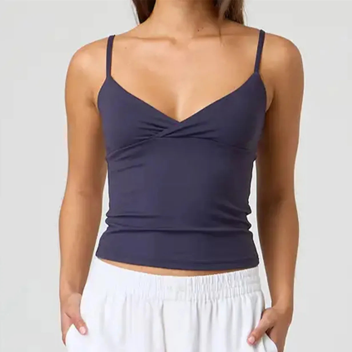 Spaghetti Strap V-Neck Crop Top