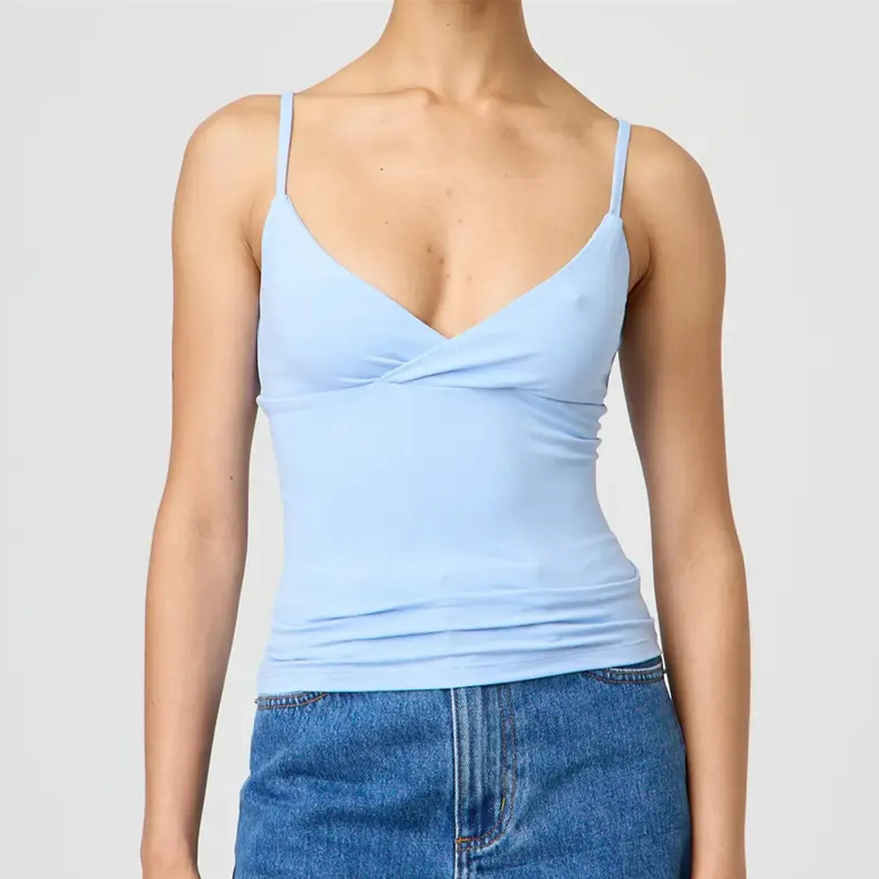 Spaghetti Strap V-Neck Crop Top