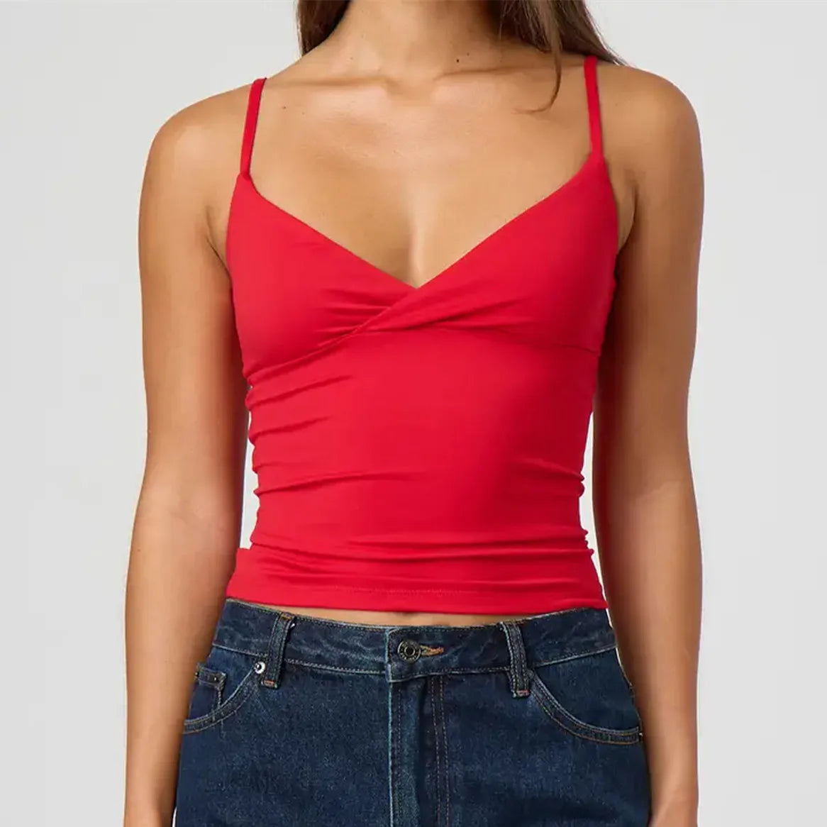 Spaghetti Strap V-Neck Crop Top