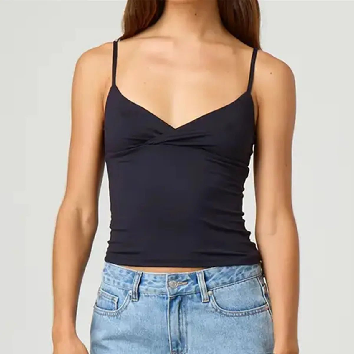 Spaghetti Strap V-Neck Crop Top