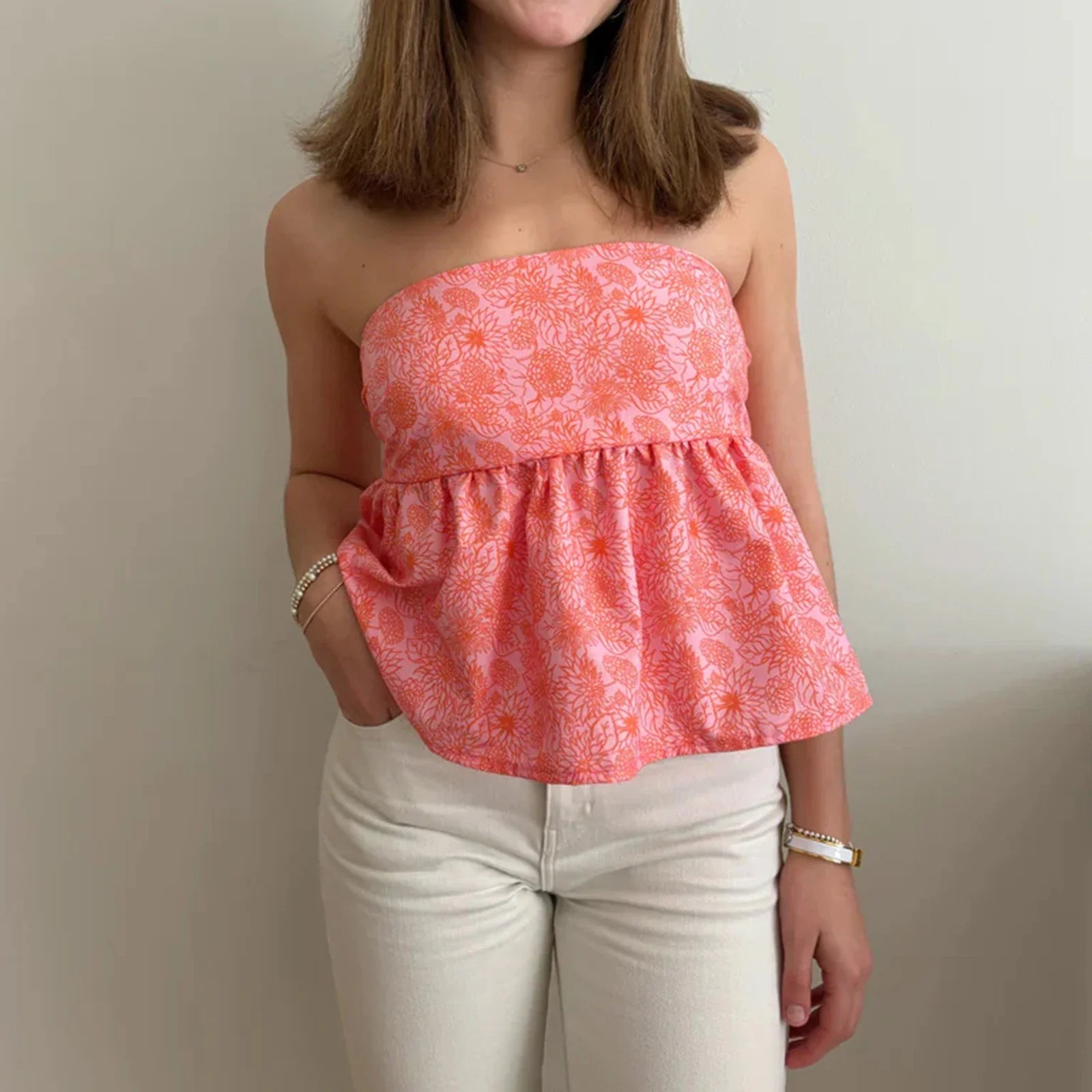 Floral Tie Backless Crop Top