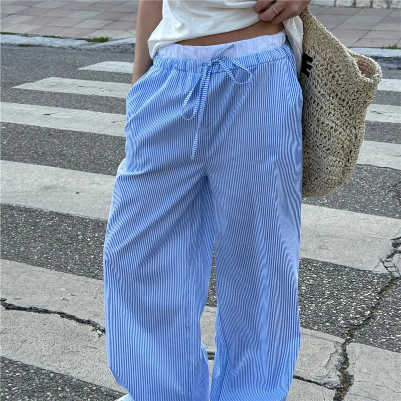 Plaid Print Elastic Drawstring Work Office Pant