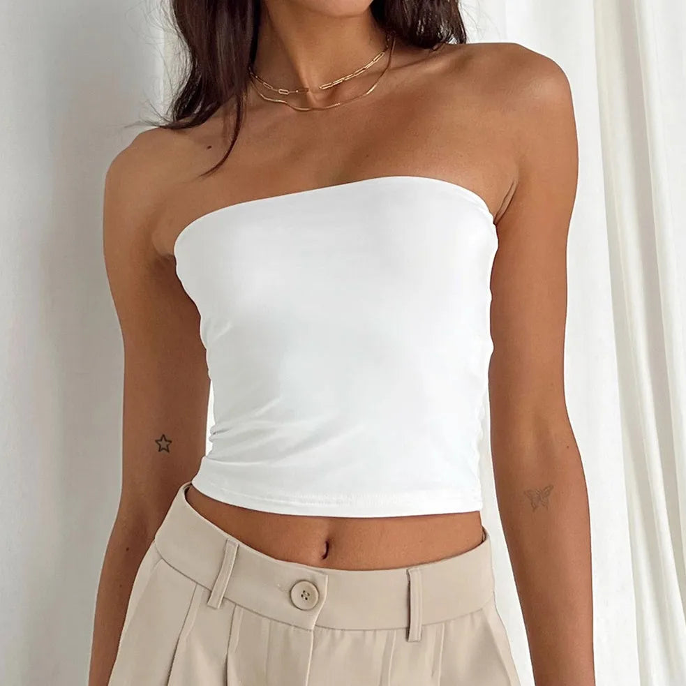 Wrap Chest Strapless Crop Top
