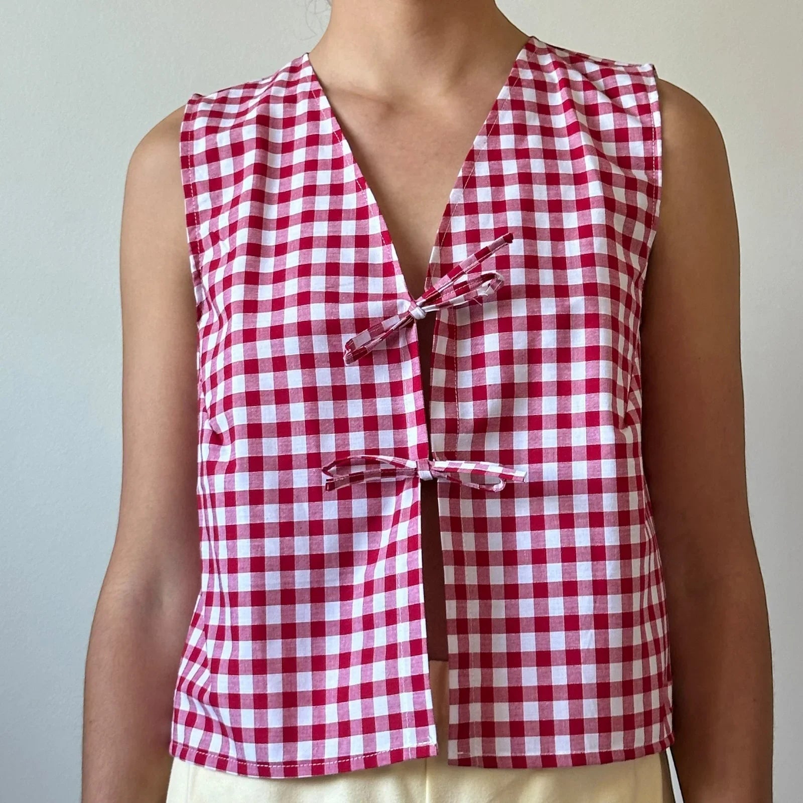 Gingham Tie Front Crop Top