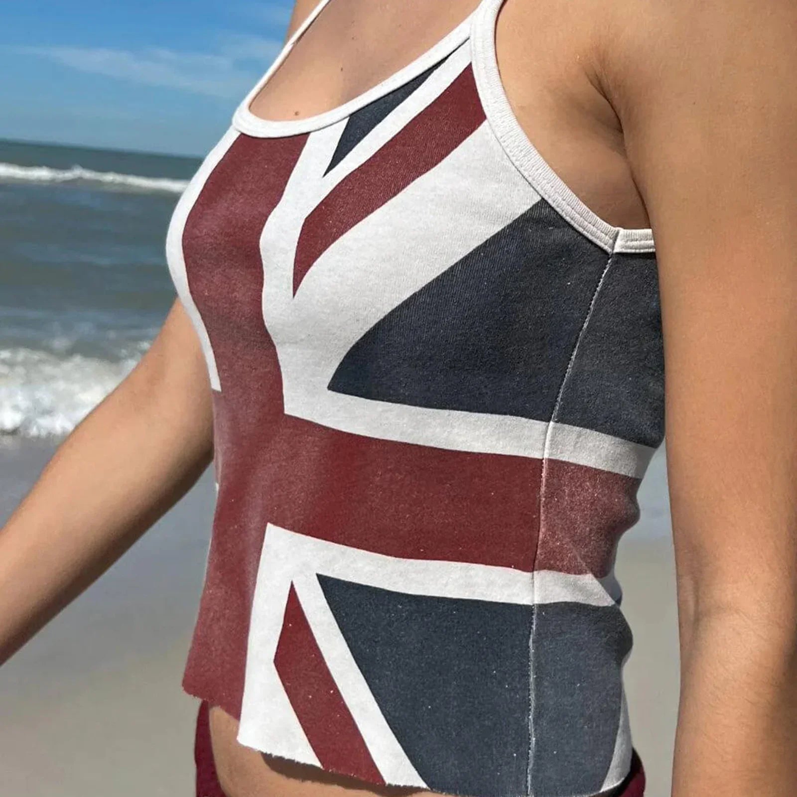 Union Jack Spaghetti Crop Top