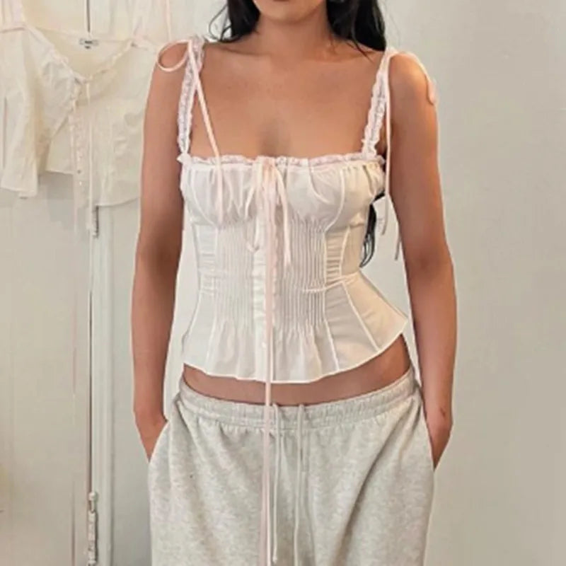 Lace Patchwork Bustier Crop Top