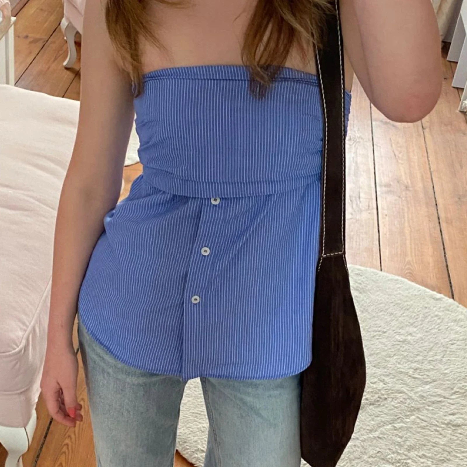 Pleated Strapless Blouse Crop Top