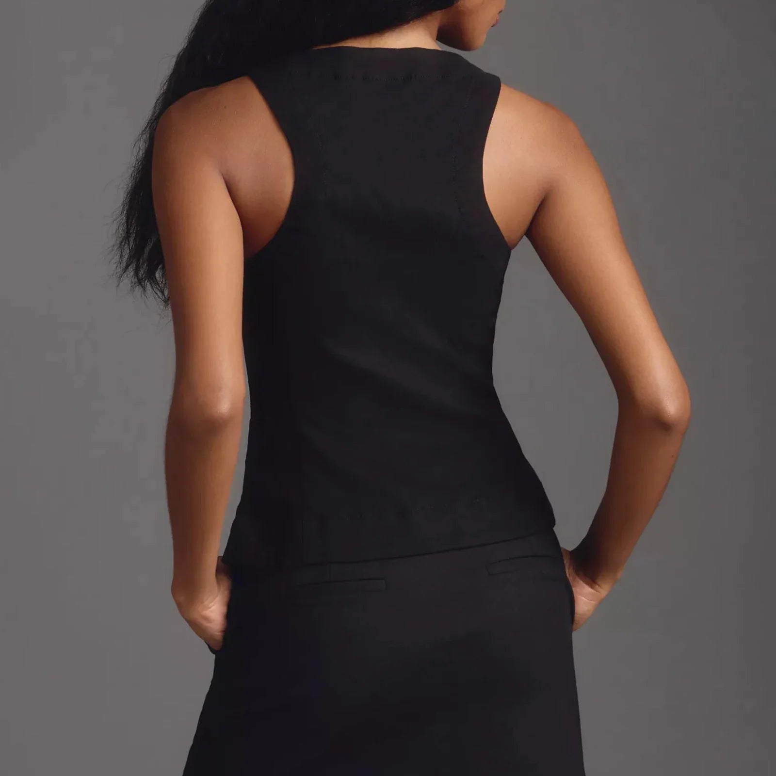 Button-Down Waistcoat Crop Top for Effortless Style