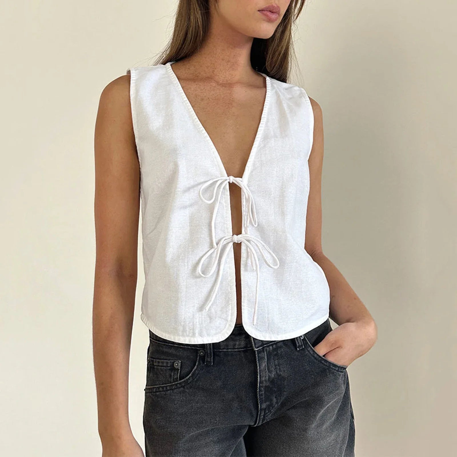 Double Tie Closure Crop Top