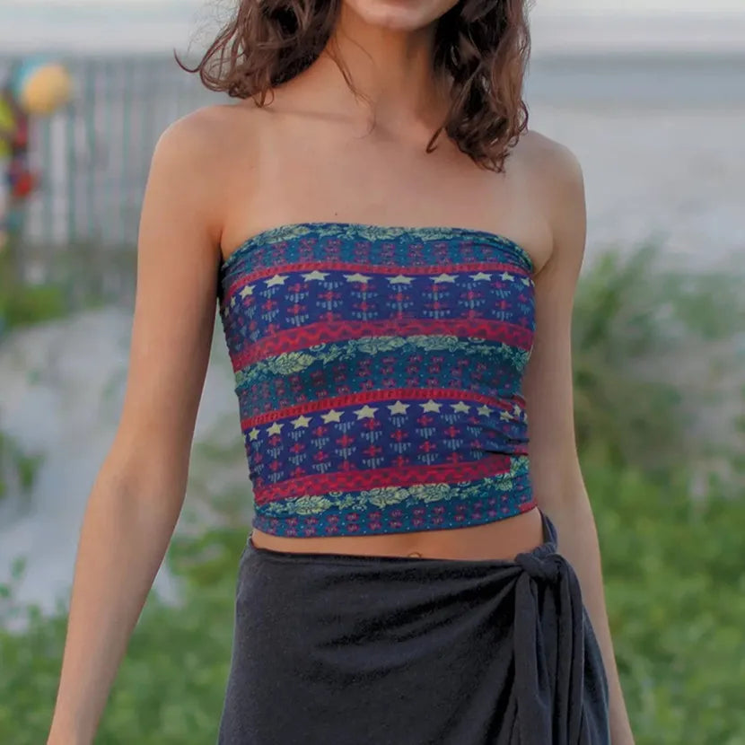 Floral Strapless Bandeau Crop Top