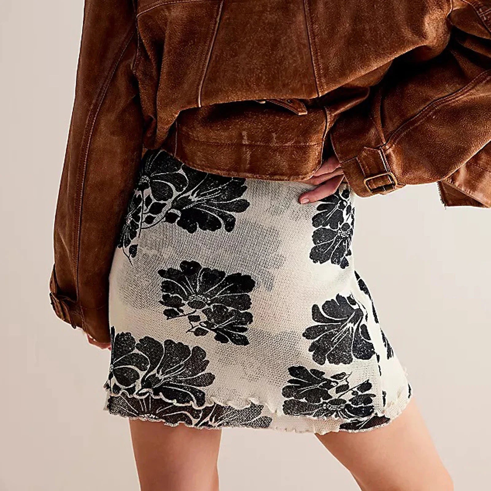 Fine Mesh Flower Print Skirt