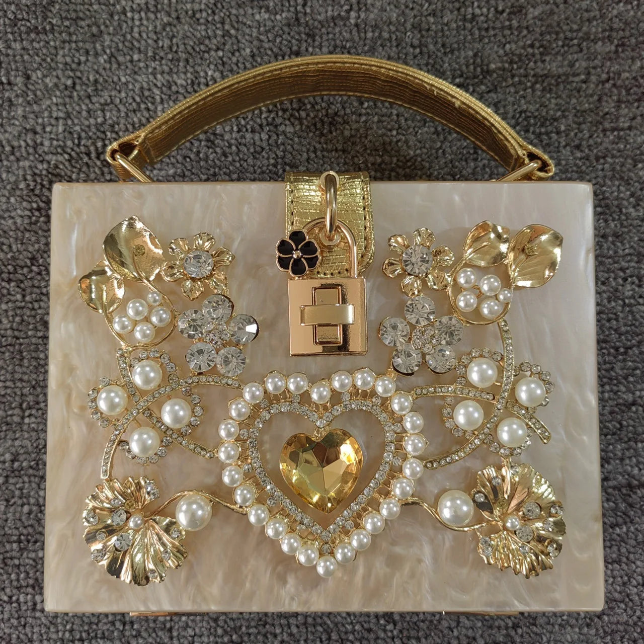Bling Sequined Heart Evening Clutch Bag