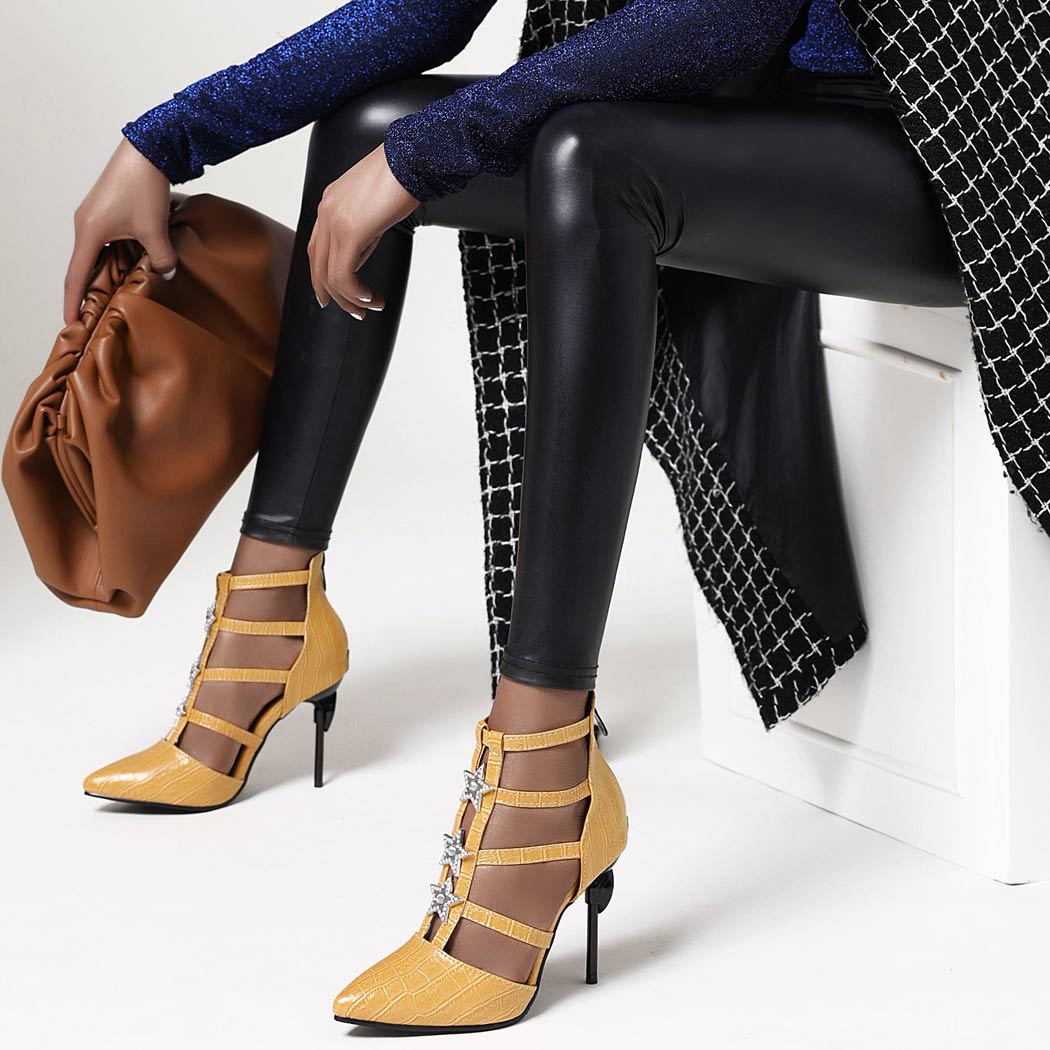 Gladiator Star Decor Stiletto Heels Platform Sandals - Mislish