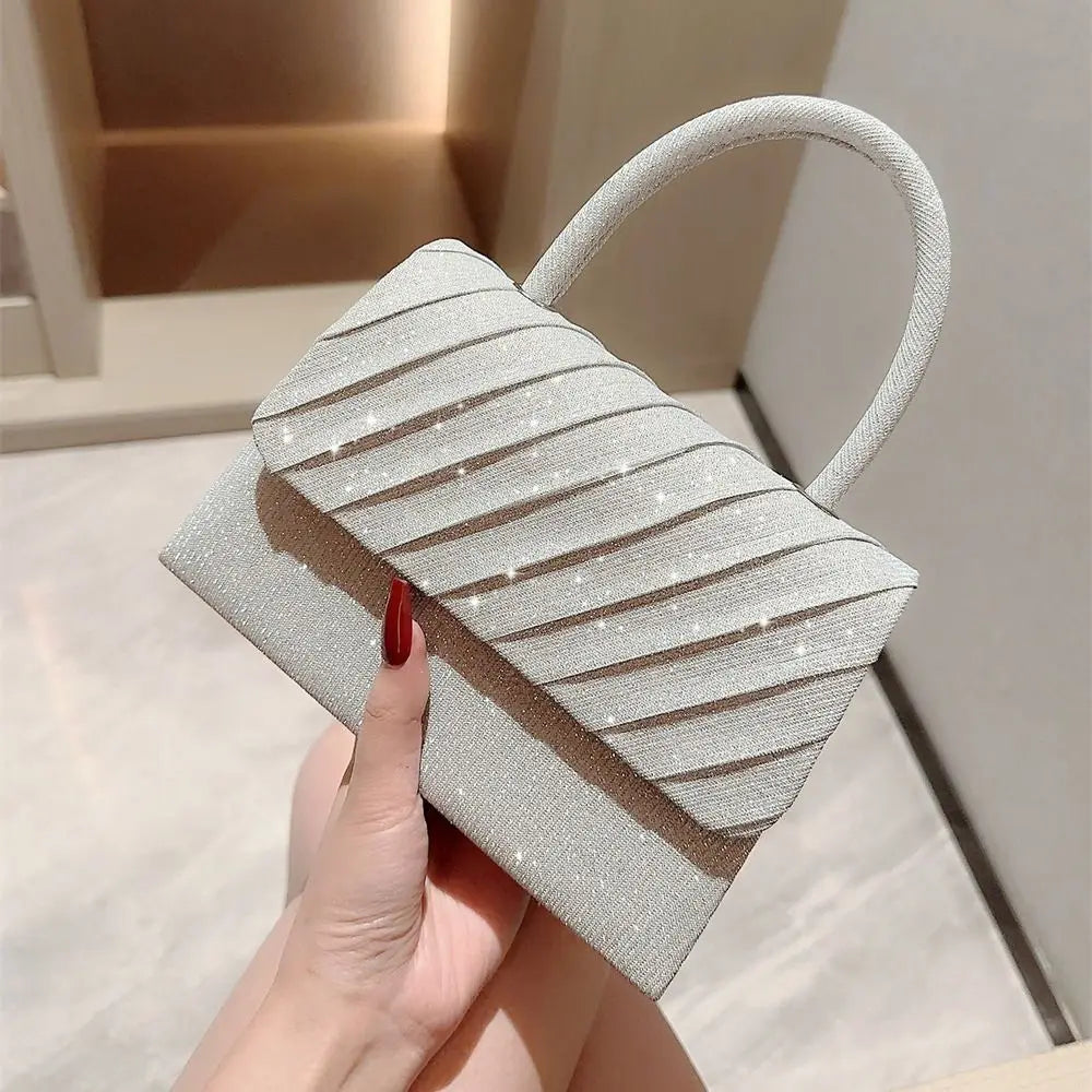 Bright Silk Evening Bag Elegant Banquet Shoulder Clutch