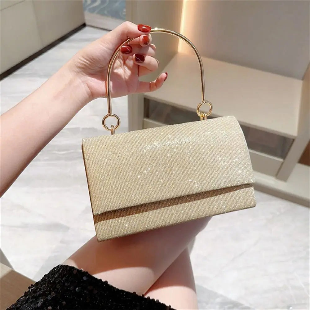 Gold Silk Evening Clutch Bag Fashion Shoulder Bag