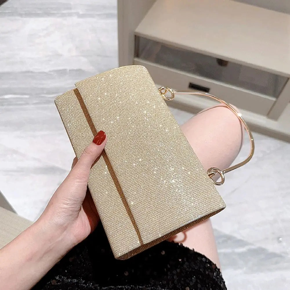 Gold Silk Evening Clutch Bag Fashion Shoulder Bag