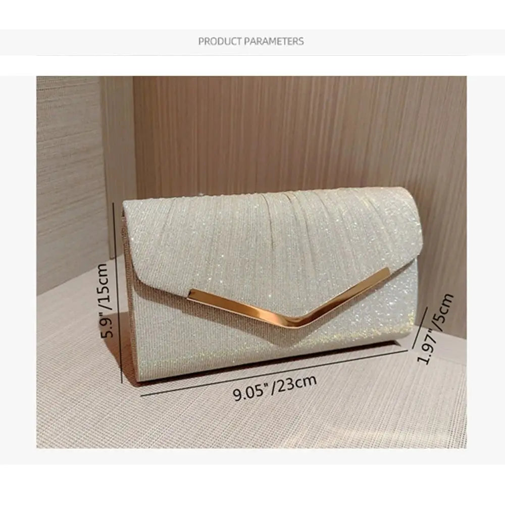 Gold Silver Elegant Banquet Clutch Shoulder Bag Purse
