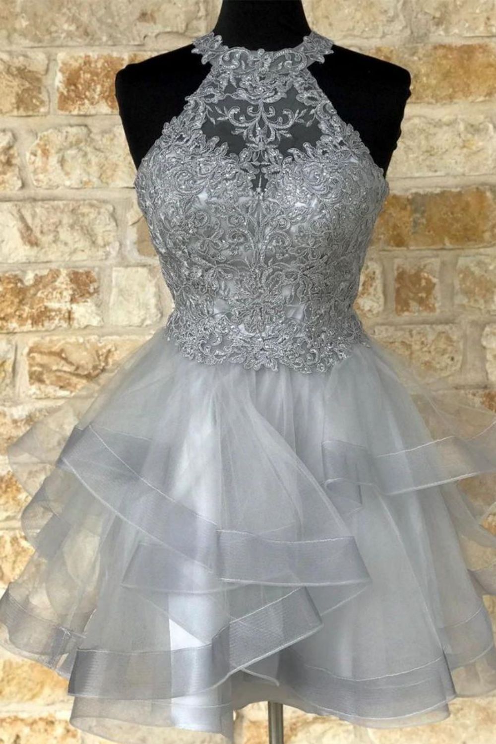 Gorgeous A-line Halter Homecoming Dress With Ruffle - Fashionpara