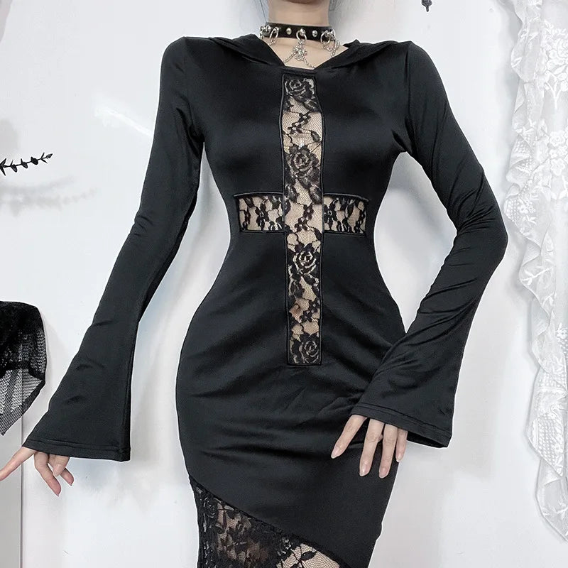 Covered Cross Empty Lace Full Dress