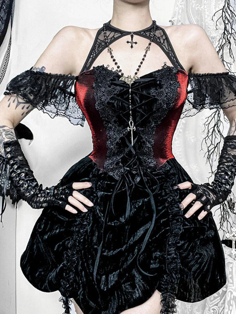 Spider Net Velvet Small Dress