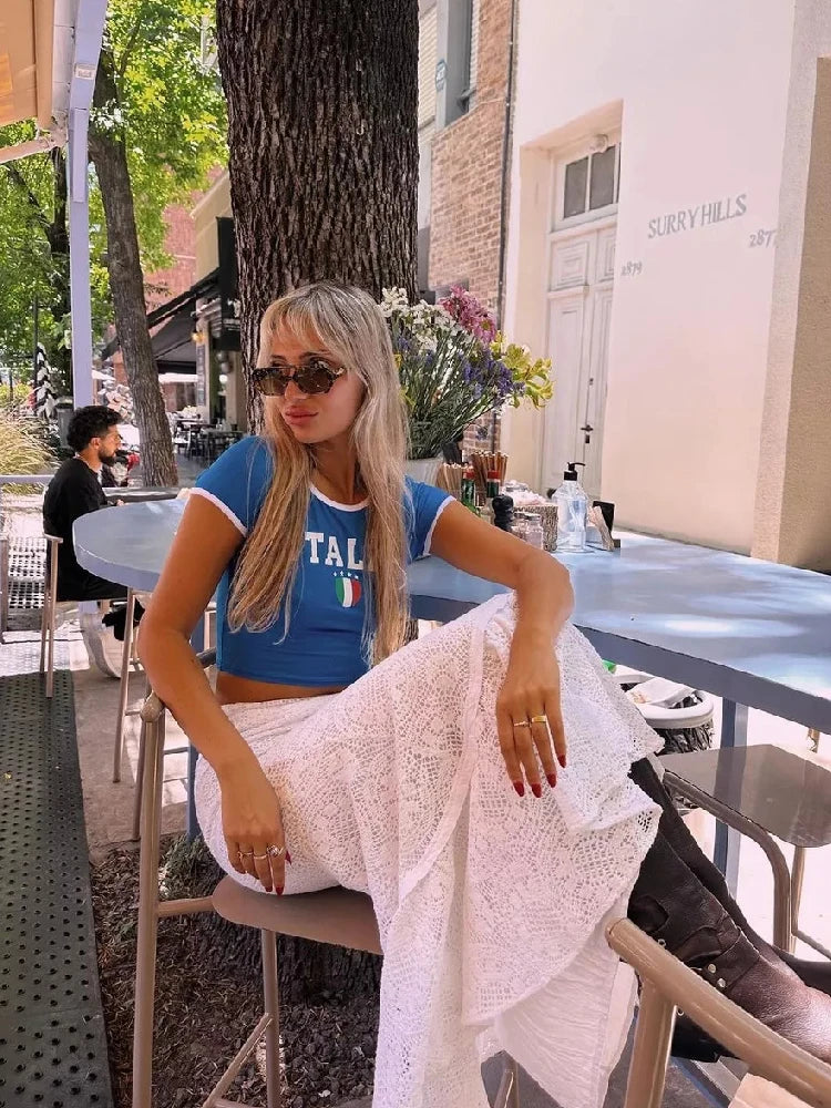 Letter Print Gothic Baby Tee T-shirt