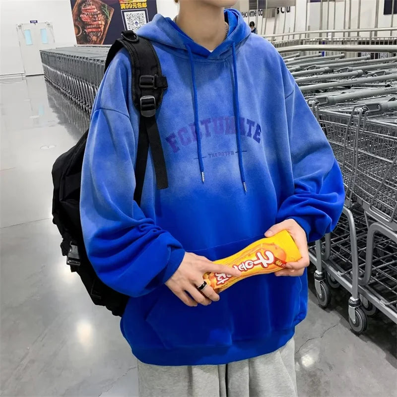 Gradient Letter Print Hip Hop Hoodie