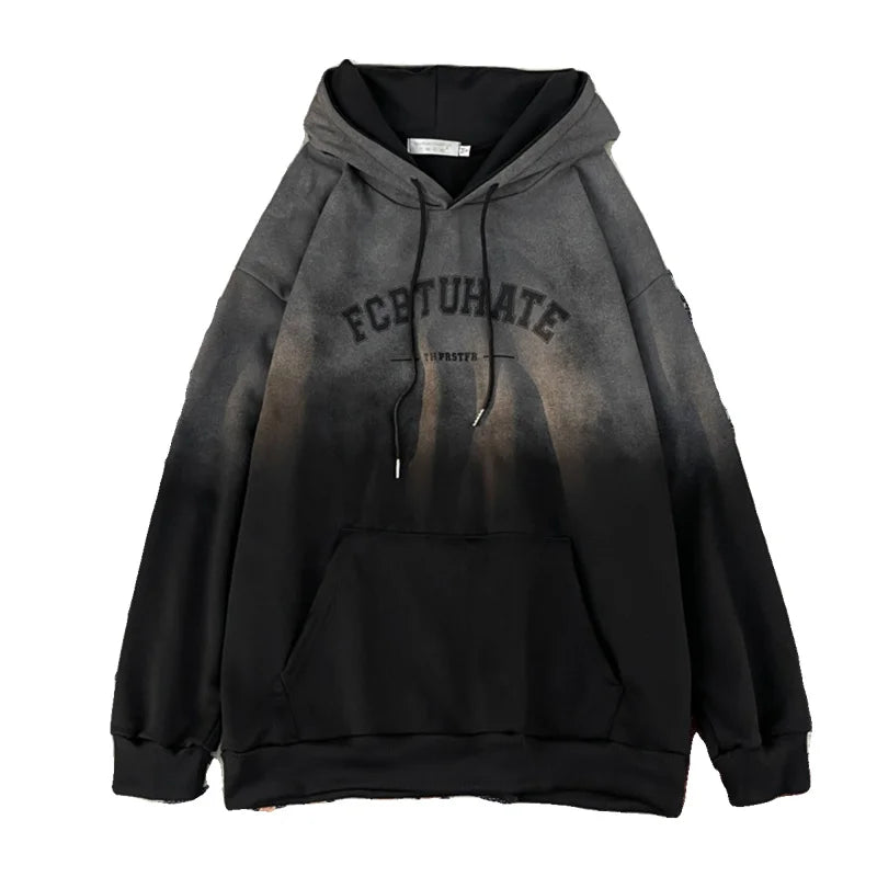 Gradient Letter Print Hip Hop Hoodie