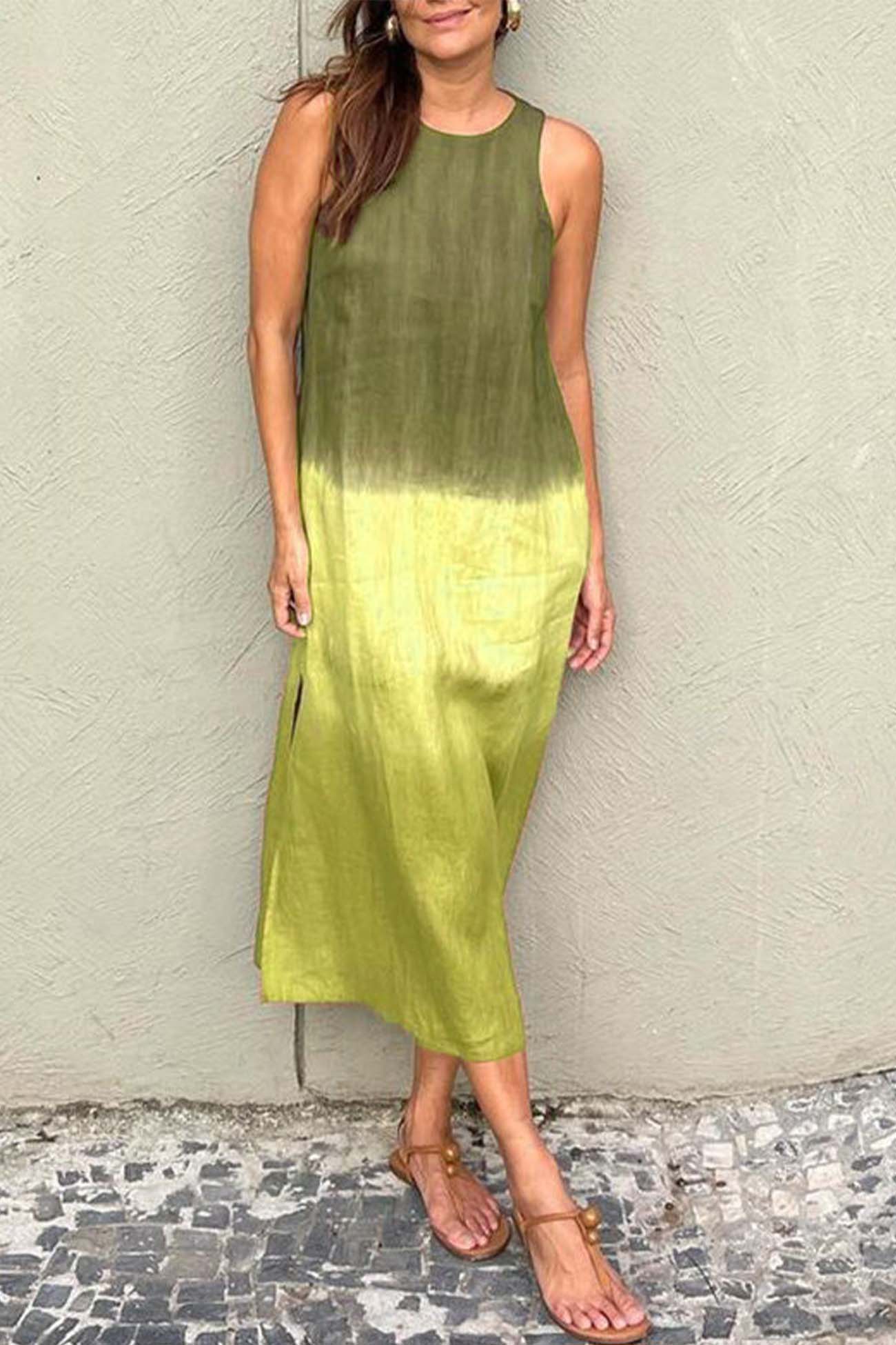 Gradient Side Slit Tank Dress