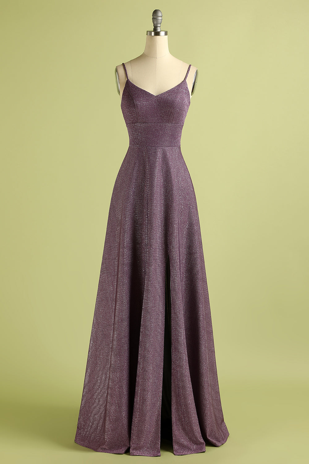 Grape Lace Up Long Satin Prom Dress - Fashionpara