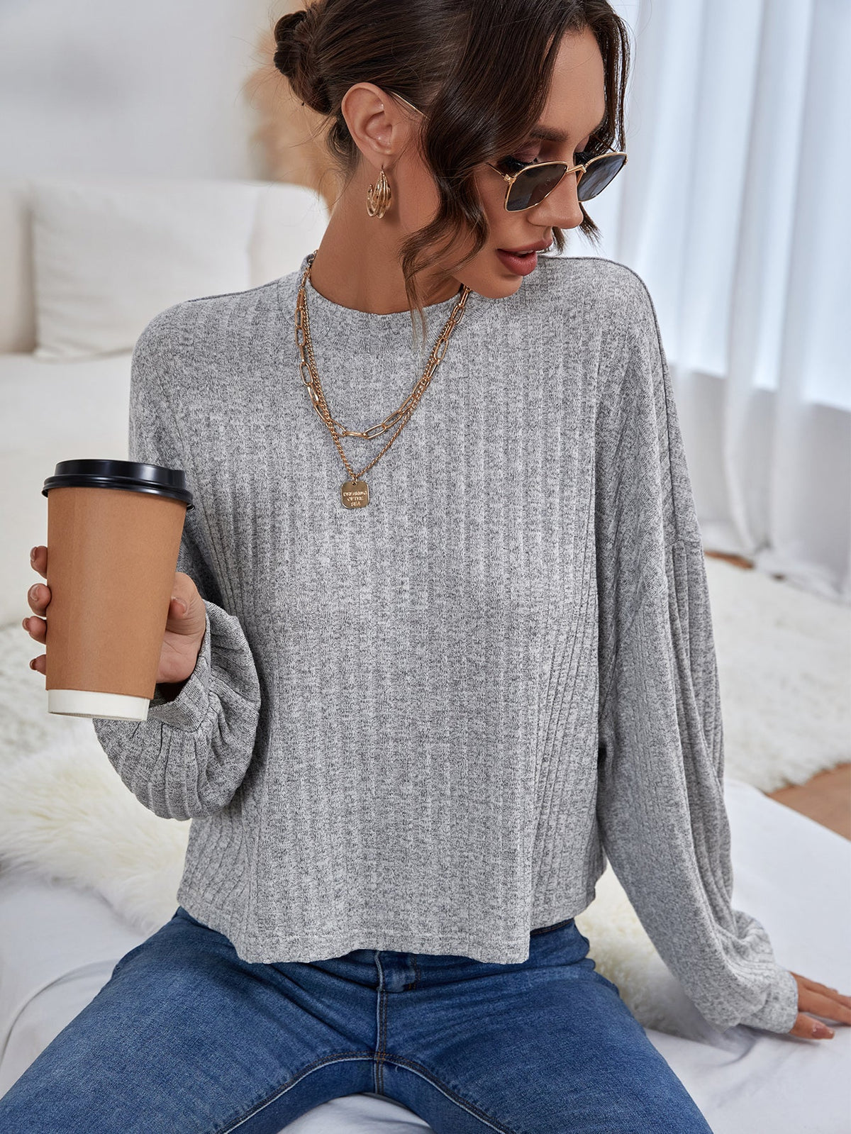 KittenAlarm - Gray Drop Shoulder Tee