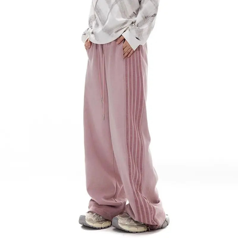 Grey Stripe Motion Casual Pants