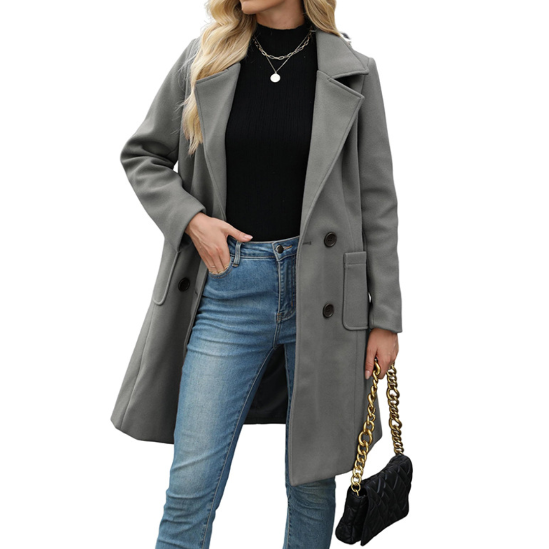 Notch Lapel Double Breasted Longline Coat 10