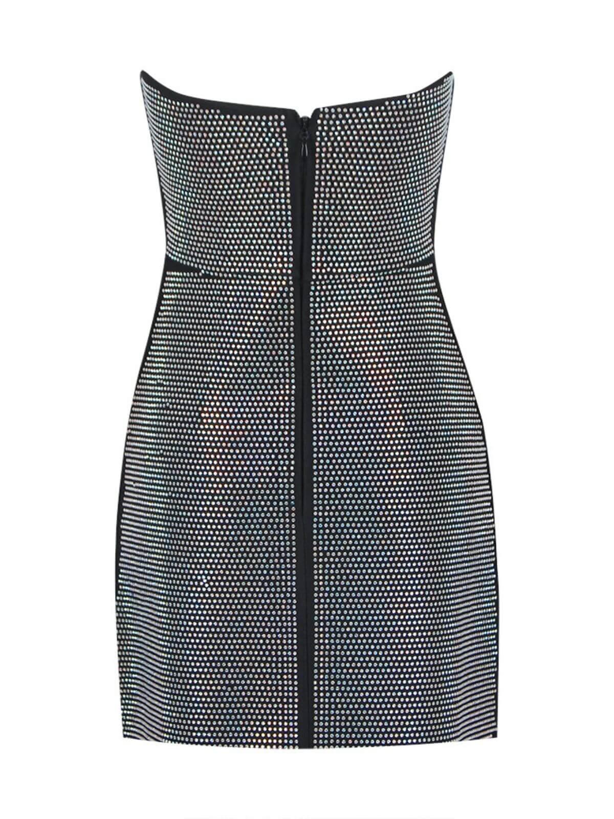 Griselda Strapless Rhinestone Bandage Dress