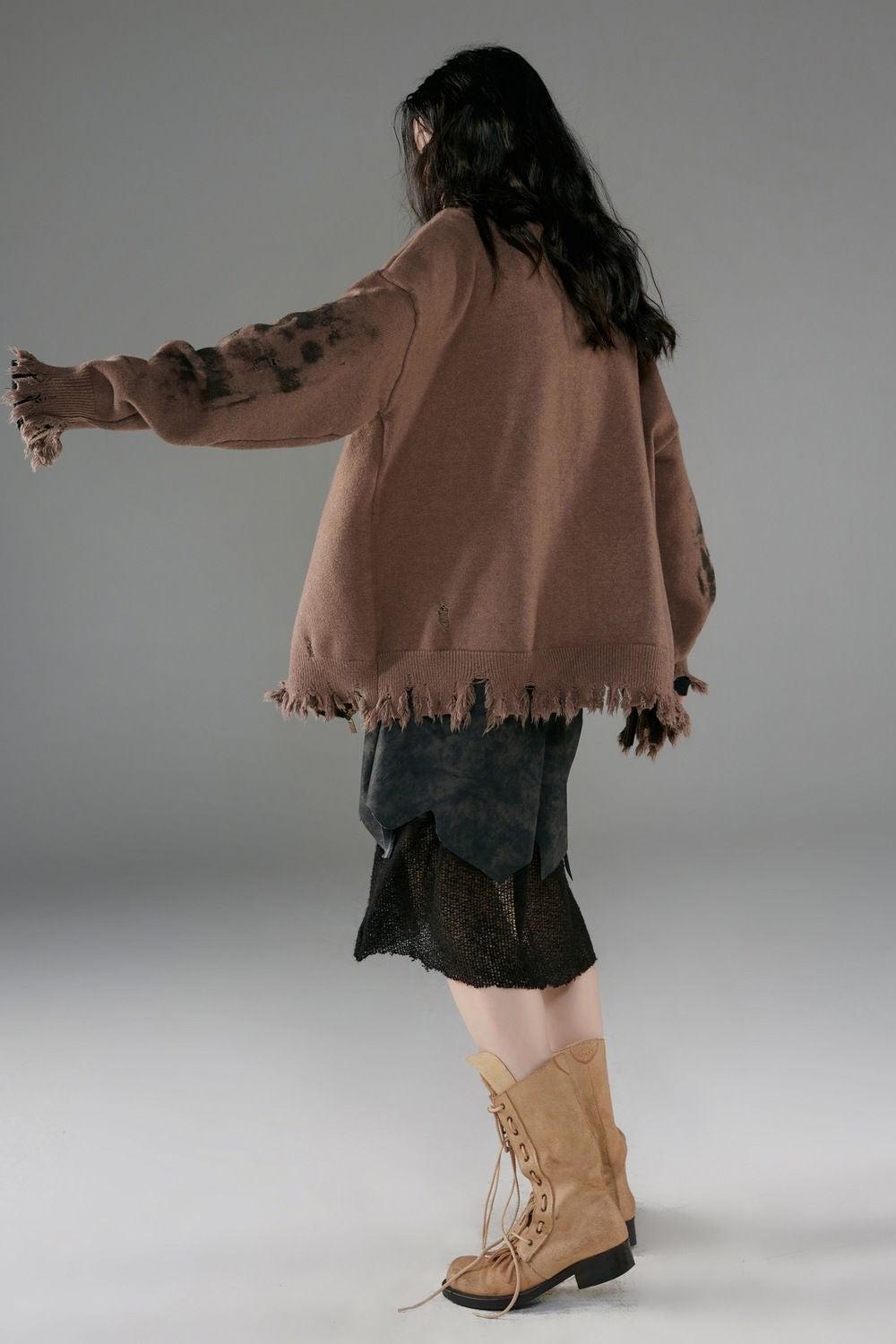 Grunge Extra Distressed Zip-Up Cardigan 4
