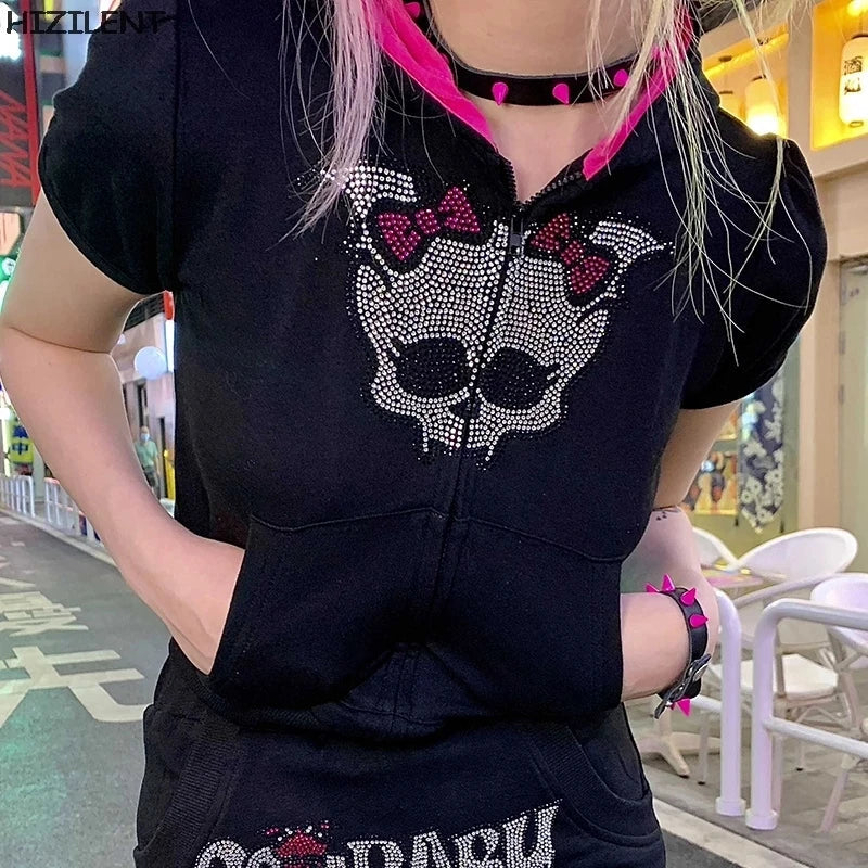 Dark Sparkling Skull Zip Hoodie