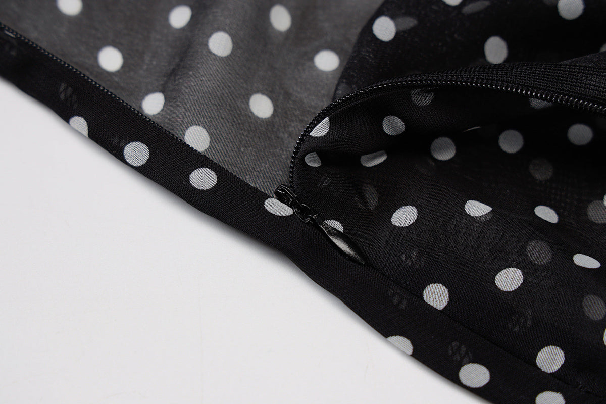 Polka Dot Sheer Mesh Strappy Bodycon Maxi Dress 11